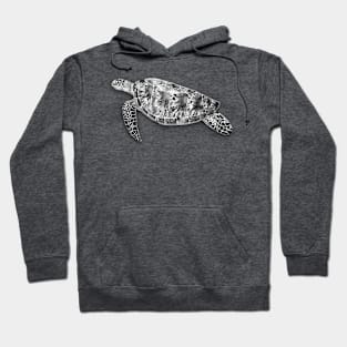 Black and White Sea Turtle Hoodie